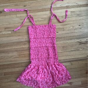 Pink Floral Strapless Dress